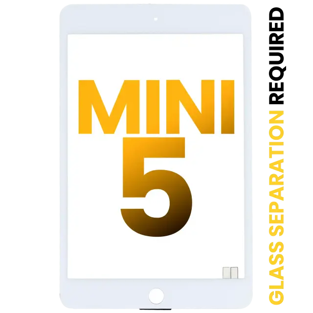Vitre tactile pour Apple iPad Mini 5 (OCA préinstallé, séparation de la vitre requise, premium, blanc)
