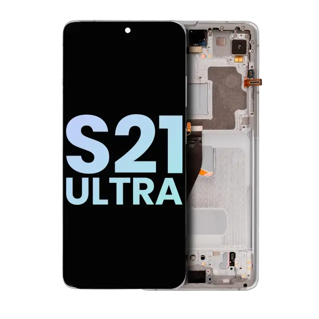Écran OLED avec châssis pour Samsung Galaxy S21 Ultra 5G (pack service origine, Phantom Silver)