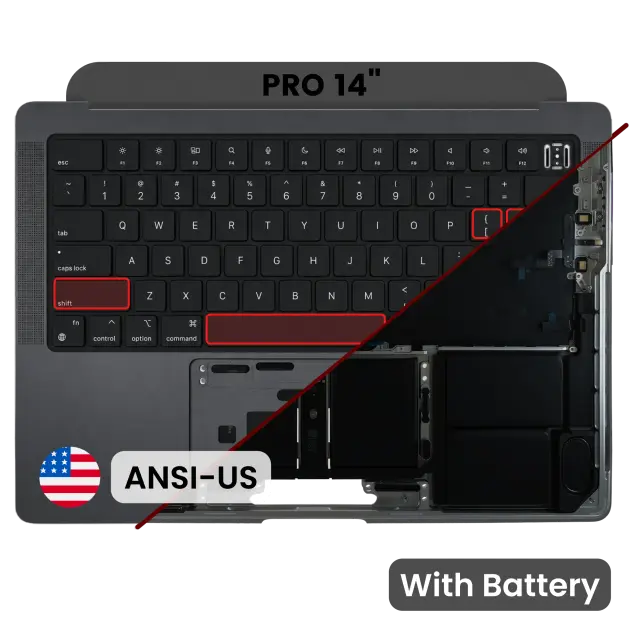 Châssis supérieur avec batterie et clavier ANSI US pour Apple MacBook Pro 14" A3185 (2024) (origine, noir sidéral)