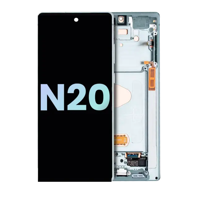 Écran OLED avec châssis pour Samsung Galaxy Note 20 5G (pack service origine, Mystic Green)
