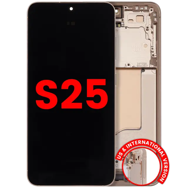 Écran OLED avec châssis pour Samsung Galaxy S25 5G (version US & internationale, compatible premium, Pink Gold)
