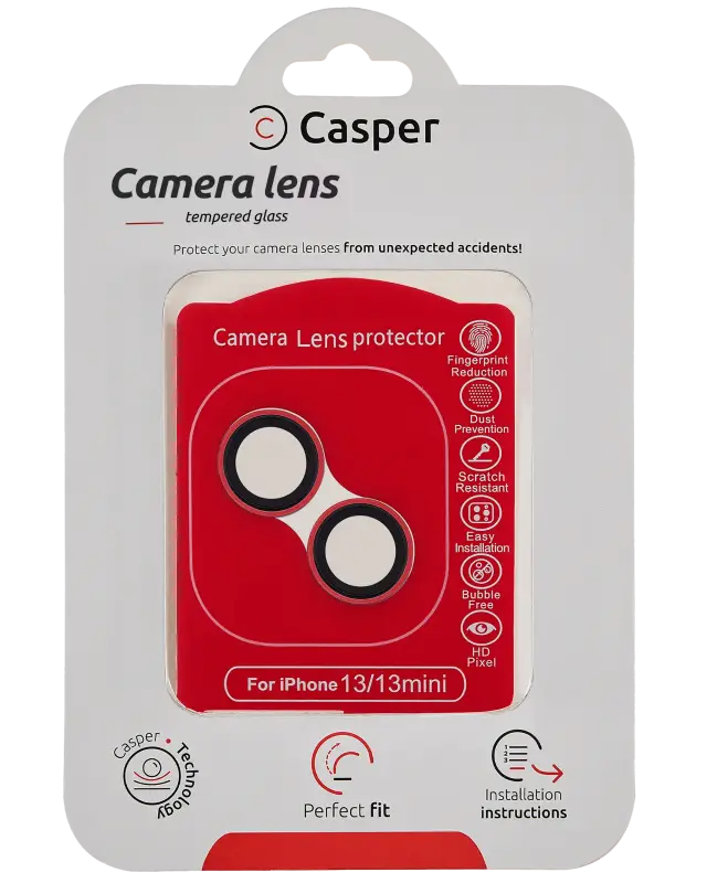 Protection de lentilles de caméra pour Apple iPhone 13 / 13 Mini (rouge, transparent)