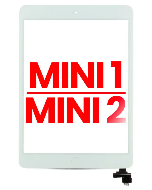 Vitre tactile avec circuit intégré et bouton principal préinstallé pour Apple iPad Mini 1 / iPad Mini 2 (compatible premium, blanc)