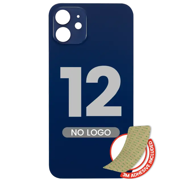 Vitre arrière pour Apple iPhone 12 (No Logo / Large Camera Hole, bleu)