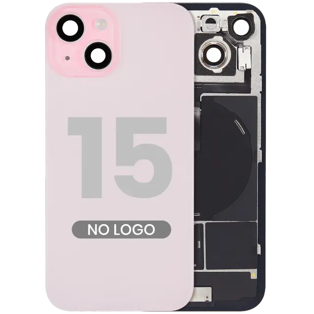 Vitre arrière pour Apple iPhone 15 (sans logo, rose) — réf. 107082130560