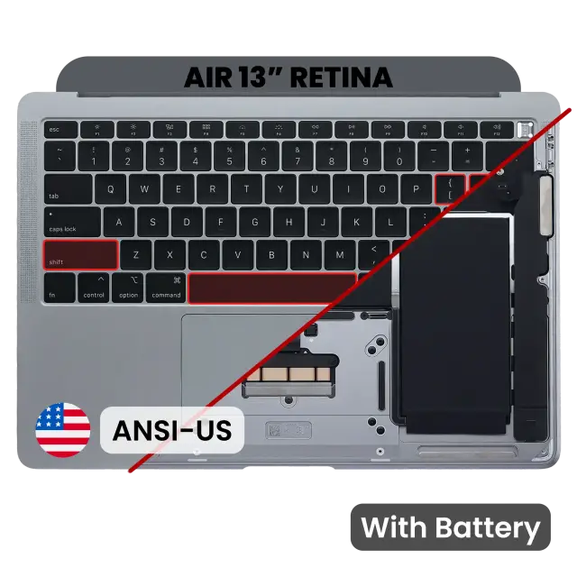 Châssis supérieur avec batterie et clavier ANSI US pour Apple MacBook Air 13" A1932 (2018-2019) (OEM New, gris sidéral)
