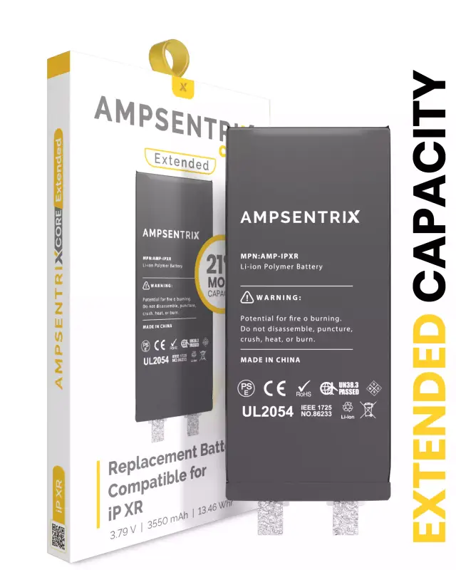 Batterie nue à souder pour Apple iPhone XR (soudure par points requise, AmpSentrix Core Extended)