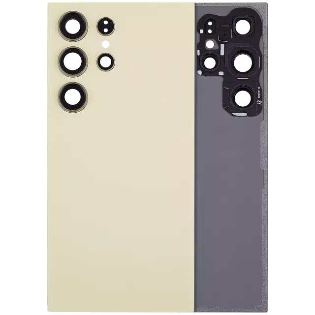 Vitre arrière pour Samsung Galaxy S24 Ultra 5G (sans logo, compatible premium, Titanium Yellow)