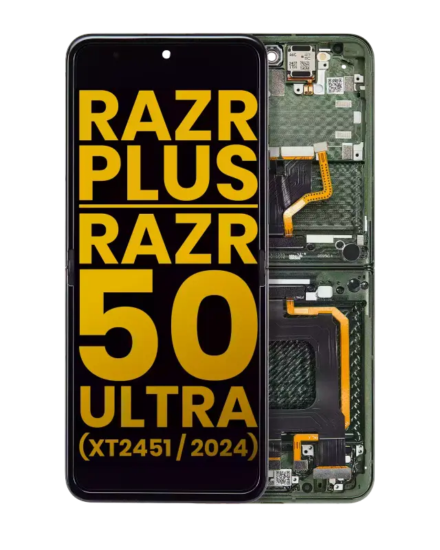 Écran OLED intérieur avec châssis pour Motorola Razr Plus 2024 / Razr 50 Ultra (XT2451 / 2024) / Razr Plus 2025 (XT2557) (reconditionné, Spring Green)