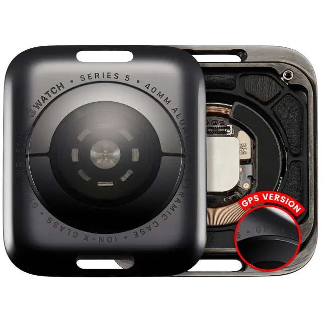 Vitre arrière pour Apple Watch Series 5 (40mm) (version GPS, Aluminum / Space Black)