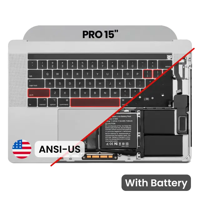 Châssis supérieur avec batterie et clavier ANSI US pour Apple MacBook Pro 15" A1990 (2018-2019) (gris sidéral)