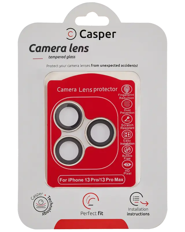 Protection de lentilles de caméra pour Apple iPhone 13 Pro / 13 Pro Max (or, transparent)