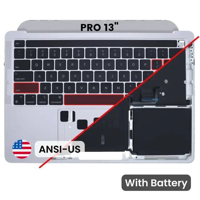 Châssis supérieur avec batterie et clavier ANSI US pour Apple MacBook Pro 13" A2338 (2020-2023) (origine, argent)