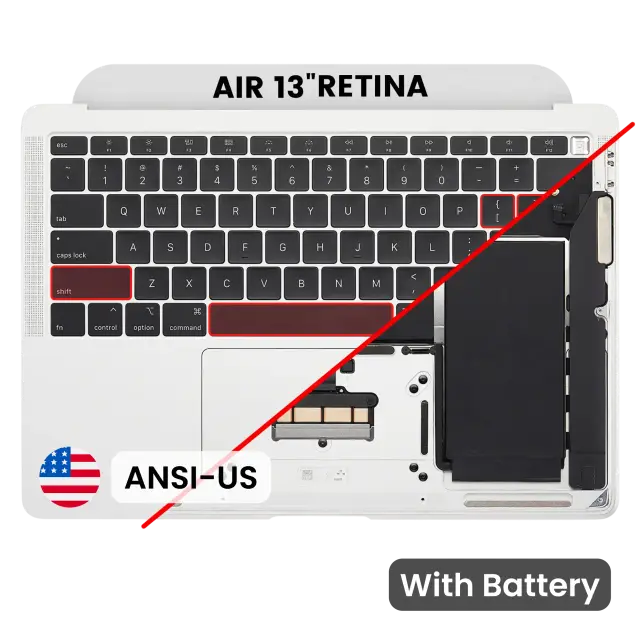 Châssis supérieur avec batterie et clavier ANSI US pour Apple MacBook Air 13" A1932 (2018-2019) (origine d'occasion, argent) — réf. 109082465867