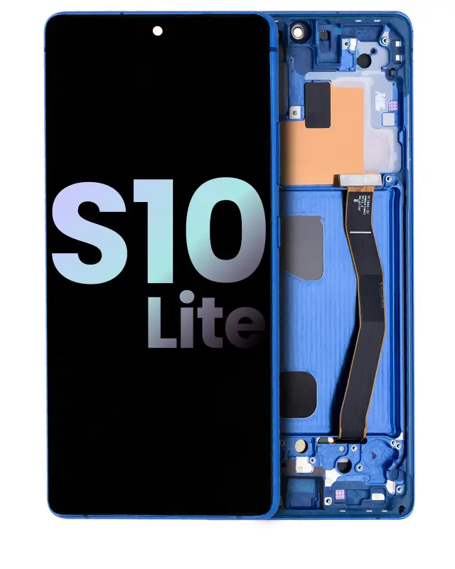 Écran OLED avec châssis pour Samsung Galaxy S10 Lite (pack service origine, Prism Blue)