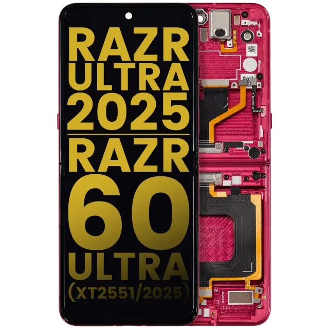 Écran OLED avec châssis pour Motorola Razr Ultra 2025 (XT2551 / 2025) / Razr 60 Ultra (XT2551 / 2025) (reconditionné, Cabaret)