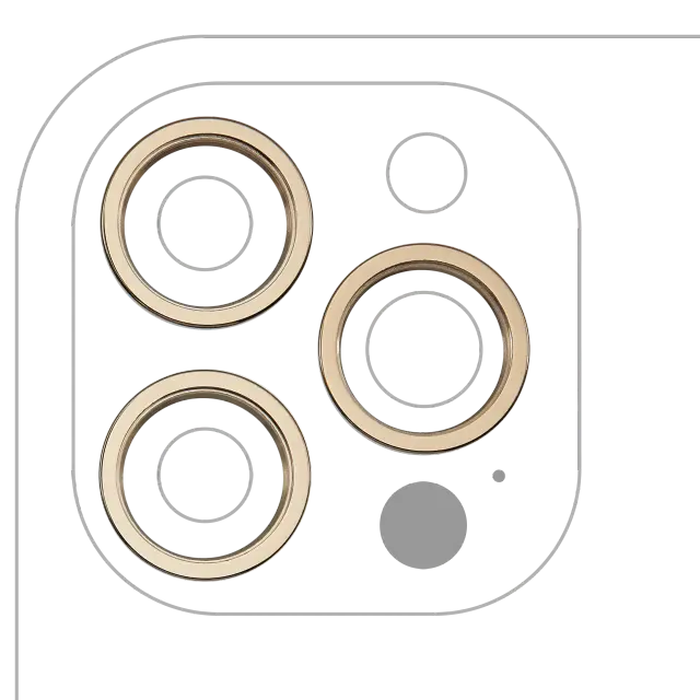 Anneau de contour de caméra arrière pour Apple iPhone 12 Pro Max (or, lot de 3)