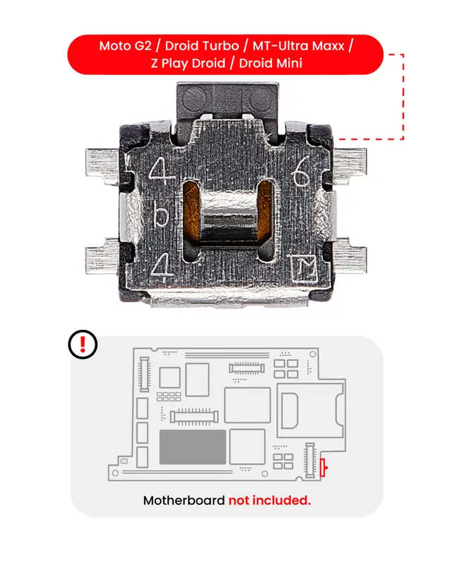 Pièce à microsouder pour Motorola Moto G2 (XT1068) / Droid Turbo (XT1254 / XT1225) MT-Ultra Maxx (XT1080 / 2013) / Z Play Droid (XT1635) / Droid Mini (XT1030 / 2013) (soudure requise)