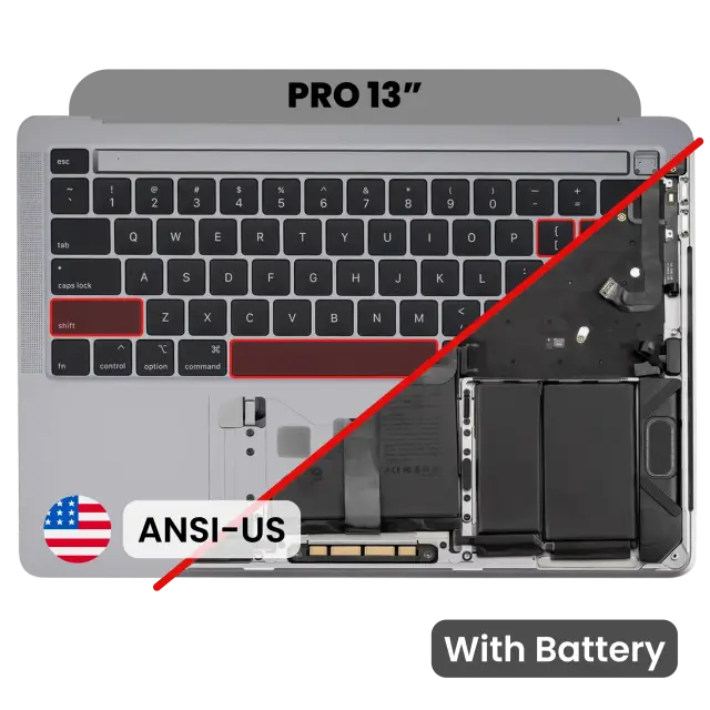 Châssis supérieur avec batterie et clavier ANSI US pour Apple MacBook Pro 13" A2251 (2020) (gris sidéral)