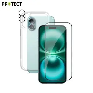 Pack de Protection Coque + Protection Lentille + Verre Trempé PROTECT pour Apple iPhone 16 Plus Transparent