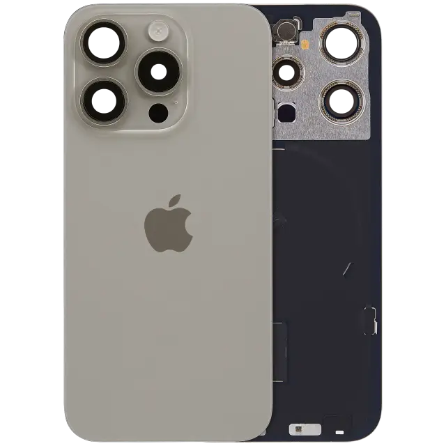 Vitre arrière avec MagSafe, NFC et nappe flash pour Apple IPhone 15 Pro (origine, titane naturel)