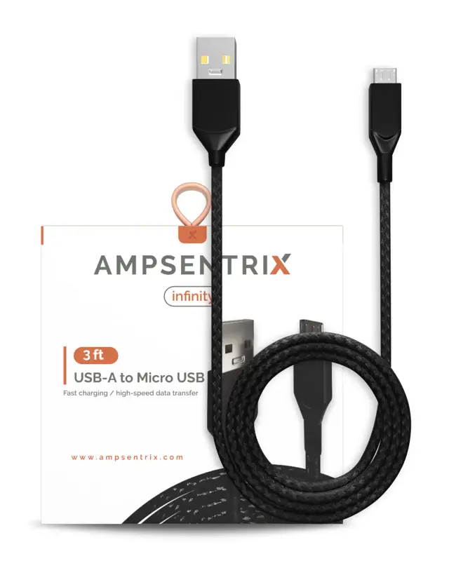Câble micro-USB vers USB-A AmpSentrix Infinity (1 m, noir)