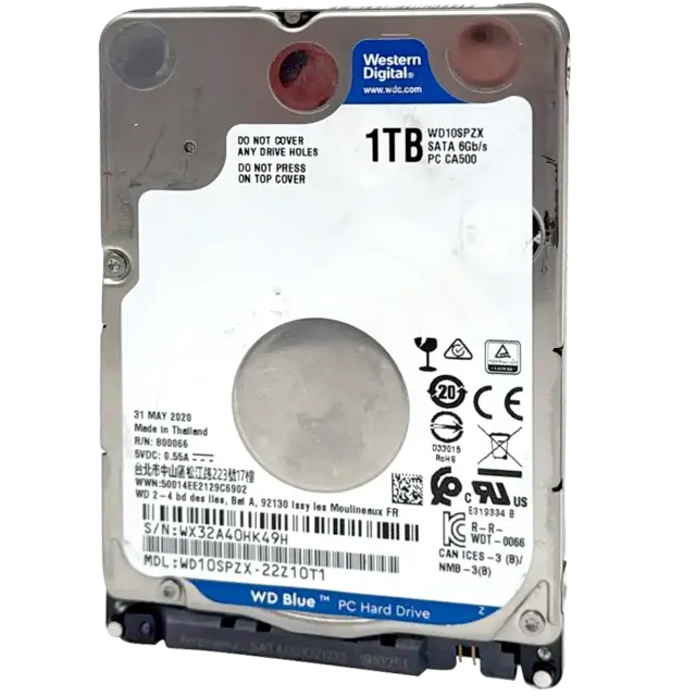 Disque dur interne WD Blue 2,5" 1 To 5400 tr/min (7 mm) (reconditionné)