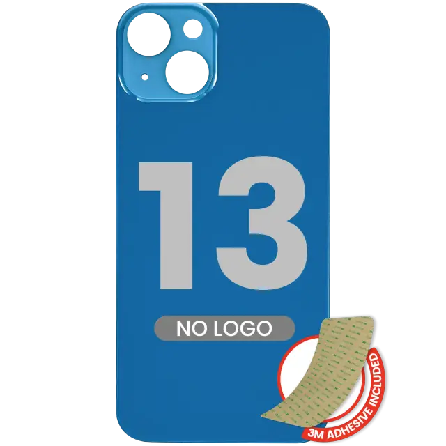 Vitre arrière pour Apple iPhone 13 (No Logo / Large Camera Hole, bleu)
