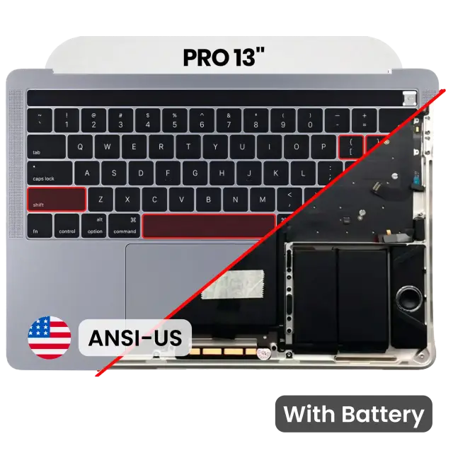 Châssis supérieur avec batterie et clavier ANSI US pour Apple MacBook Pro 13" A1706 (2016) (origine d’occasion: gris sidéral) — réf. 107082113061