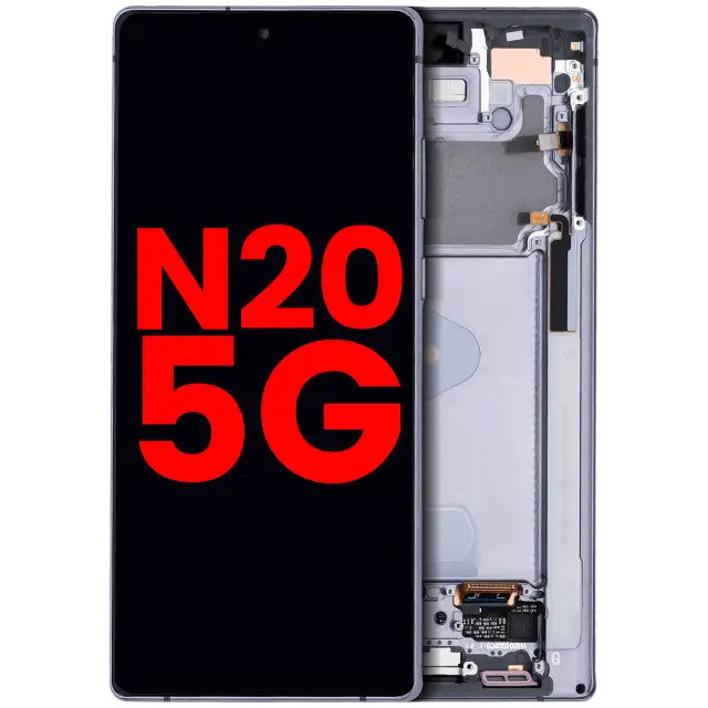 Écran OLED avec châssis pour Samsung Galaxy Note 20 5G (compatible premium, Mystic Gray)