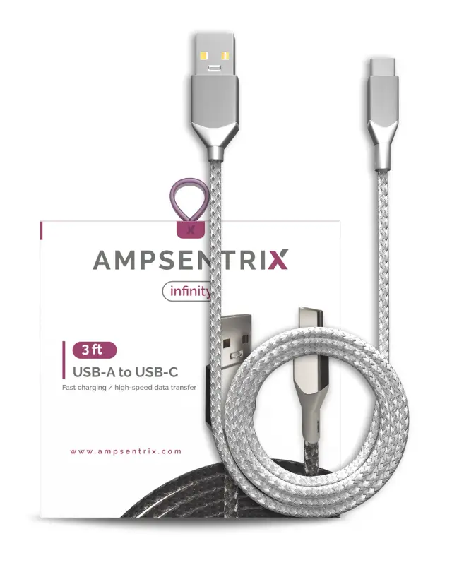 Câble USB-C vers USB-A AmpSentrix Infinity (1 m, argent)