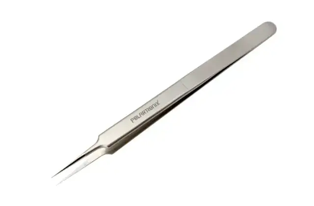 Pince brucelles de microsoudure droite à pointe ultrafine PolarTronix 0,15 mm — amagnétique, ESD