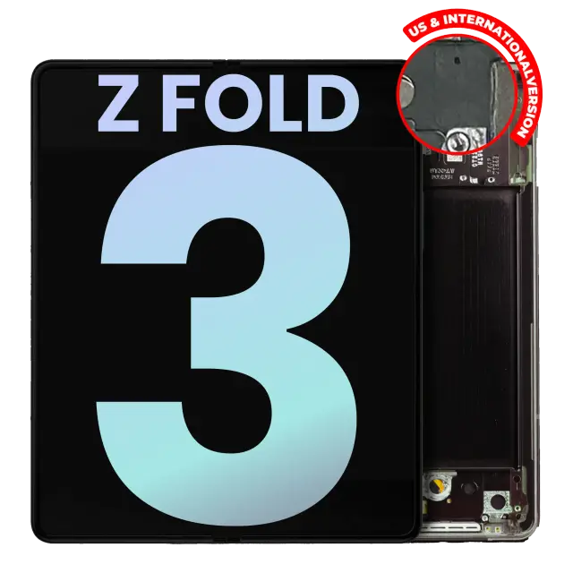 Écran OLED intérieur avec châssis pour Samsung Galaxy Z Fold 3 5G (version US & internationale, pack service origine, noir fantôme)