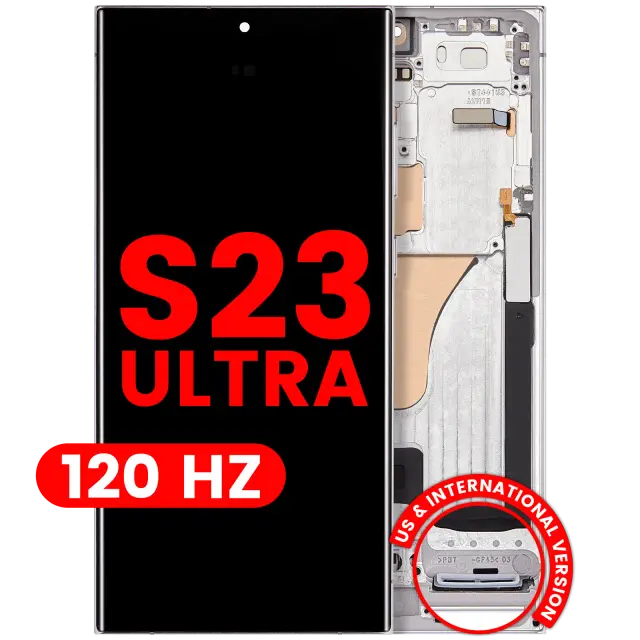 Écran OLED avec châssis pour Samsung Galaxy S23 Ultra (version US & internationale, Aftermarket Pro, 120 Hz, bleu ciel)