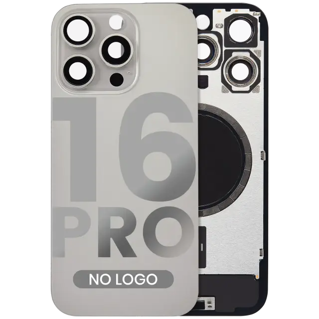 Vitre arrière pour Apple iPhone 16 Pro (sans logo, compatible, titane naturel) — réf. 107082546335