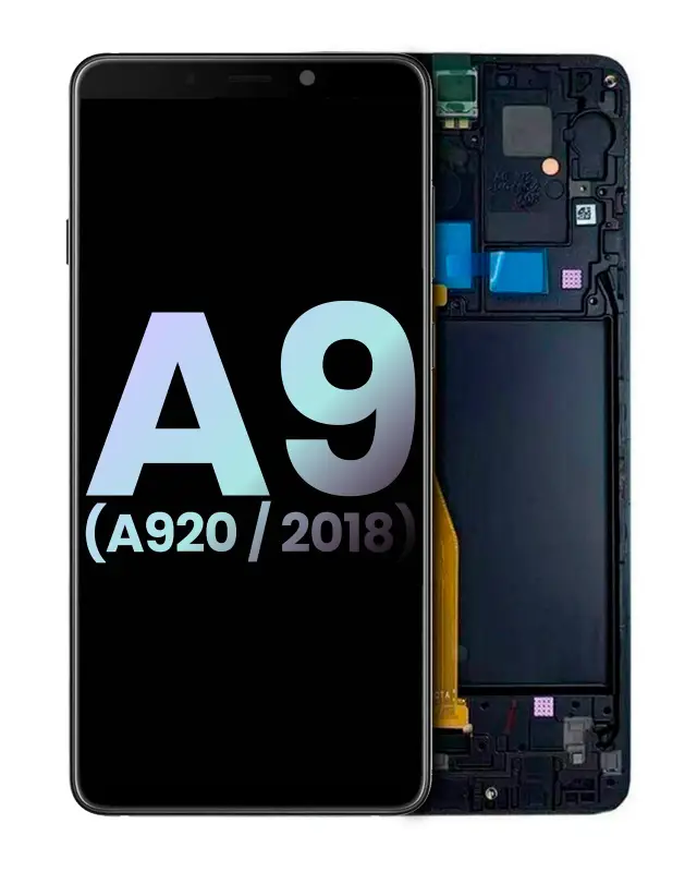 Écran OLED avec châssis pour Samsung Galaxy A9 (A920 / 2018) (pack service origine, noir)