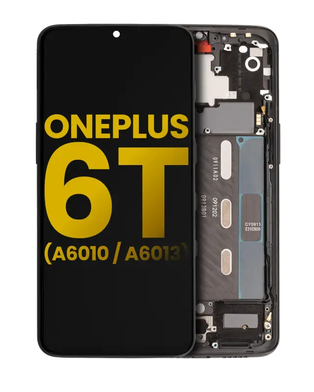 Écran OLED avec châssis pour OnePlus 6T (A6010 / A6013) (reconditionné, Mirror Black)