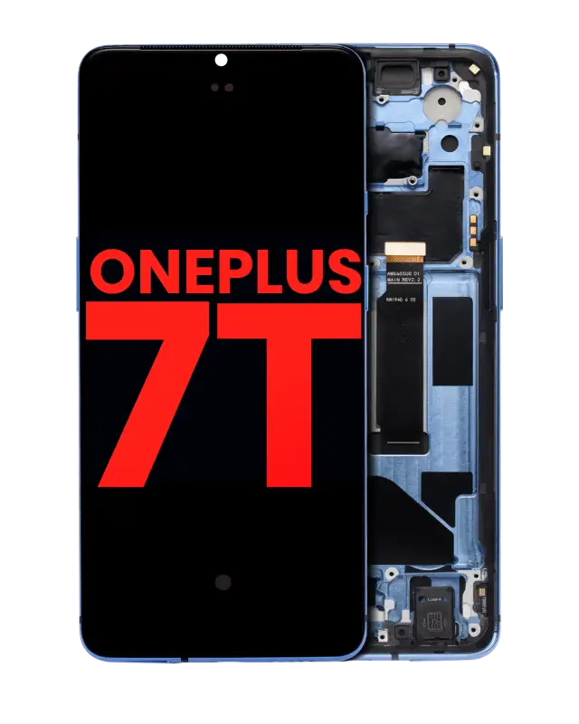 Écran OLED avec châssis pour OnePlus 7T (compatible premium, Glacier Blue)