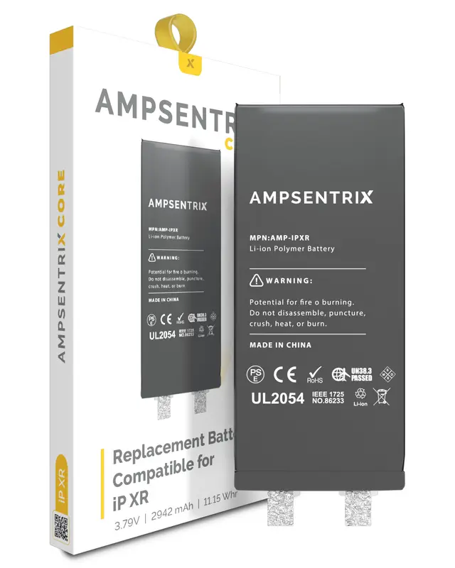 Cellule de batterie nue à souder pour Apple iPhone XR (soudure par points requise, AmpSentrix Core)