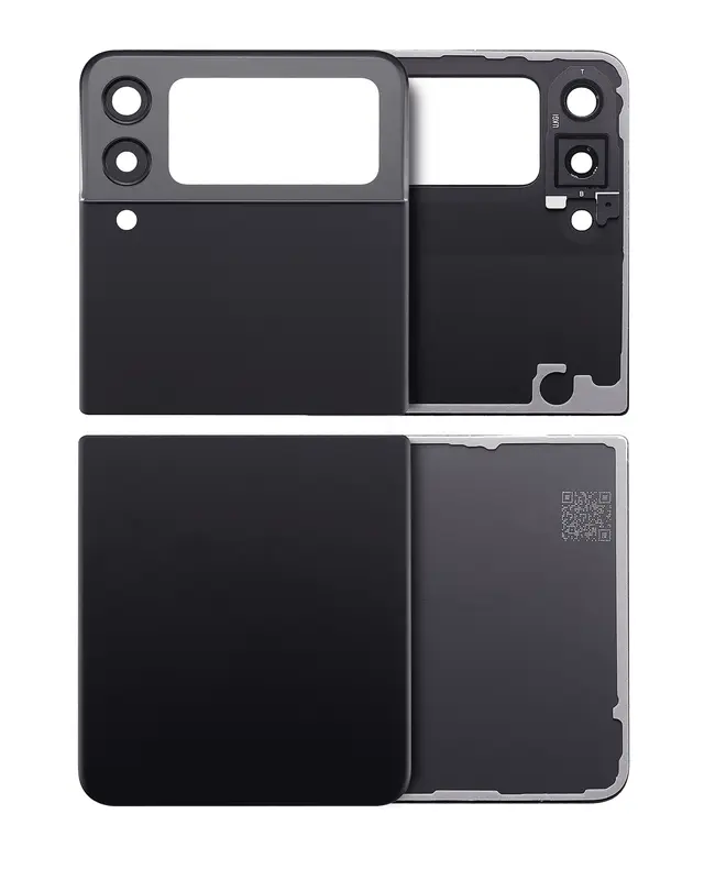 Vitres arrière haute et basse avec protection des objectifs pour Samsung Galaxy Z Flip 3 5G (compatible, noir fantôme)
