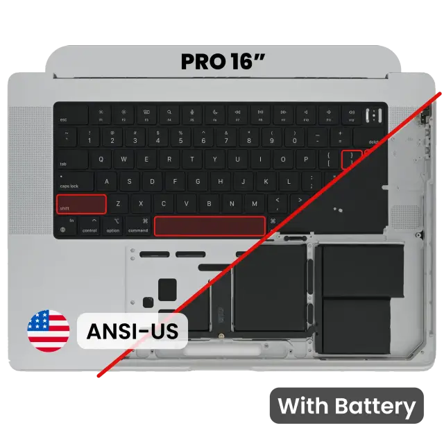 Châssis supérieur avec batterie et clavier ANSI US pour Apple MacBook Pro 16" A2485 (2021) / A2780 (2023) (origine d'occasion, gris sidéral) — réf. 107183232328
