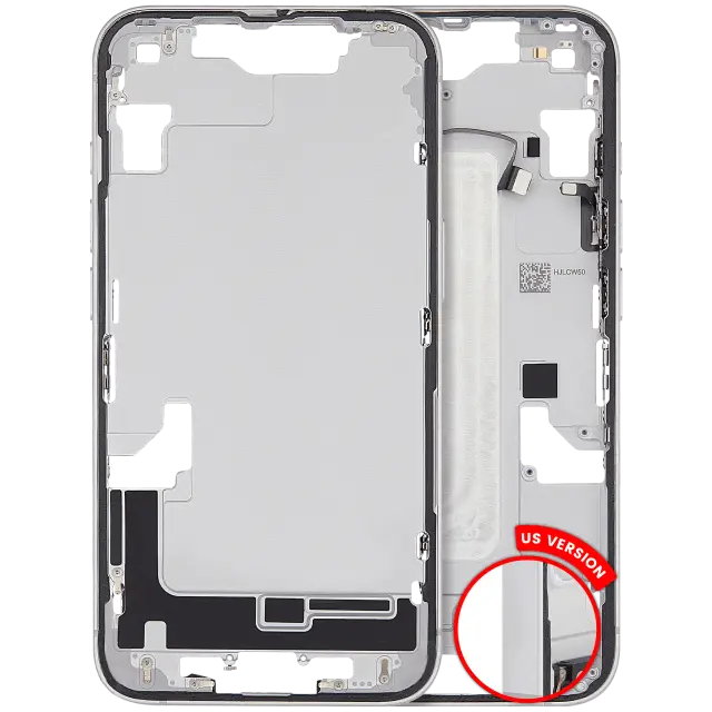 Châssis avec petits composants pour Apple iPhone 16e / 17e (version US, origine d'occasion — grade A, blanc)