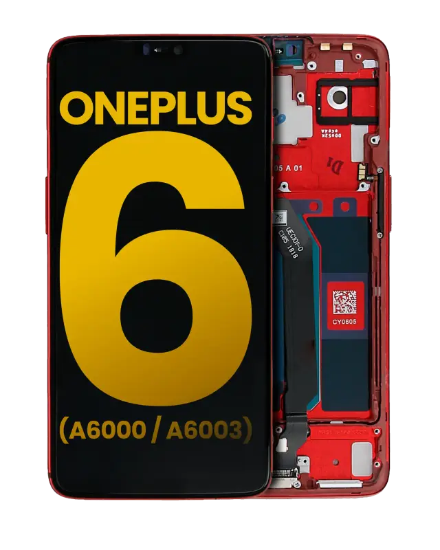 Écran OLED avec châssis pour OnePlus 6 (A6000 / A6003) (reconditionné, Amber Red)