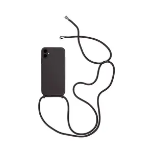 Coque Silicone avec Cordon Apple iPhone 16 Plus (#8) Noir