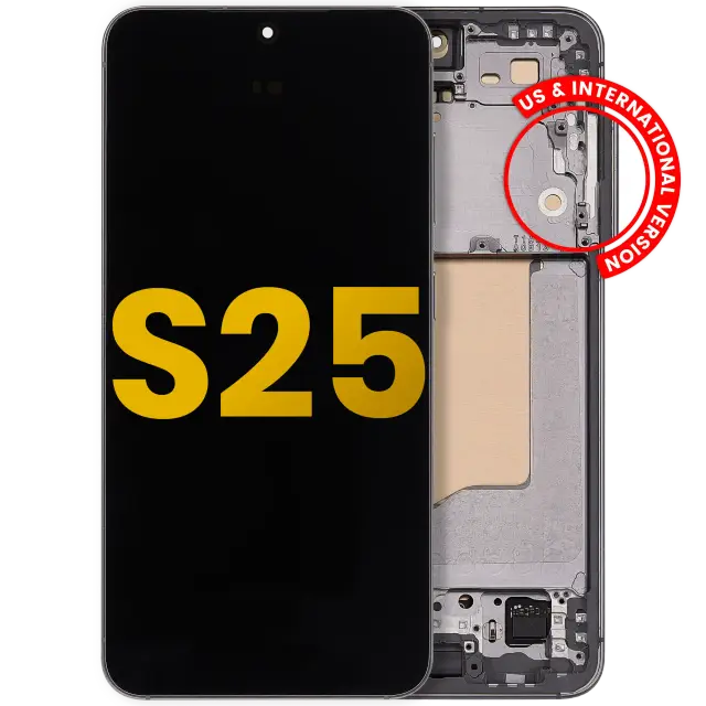 Écran OLED avec châssis pour Samsung Galaxy S25 5G (version US & internationale, reconditionné, Silver Shadow)