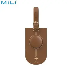 Traceur GPS MILI MiTag Duo avec Étiquette de Bagage en Cuir PU Apple Find My & Google Find Hub Marron