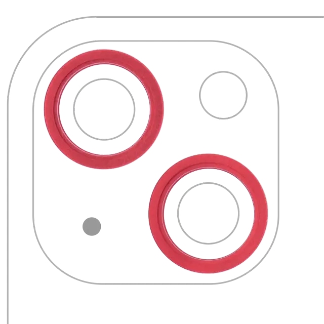 Anneau de contour de caméra arrière pour Apple iPhone 13 / 13 Mini (rouge, lot de 2)