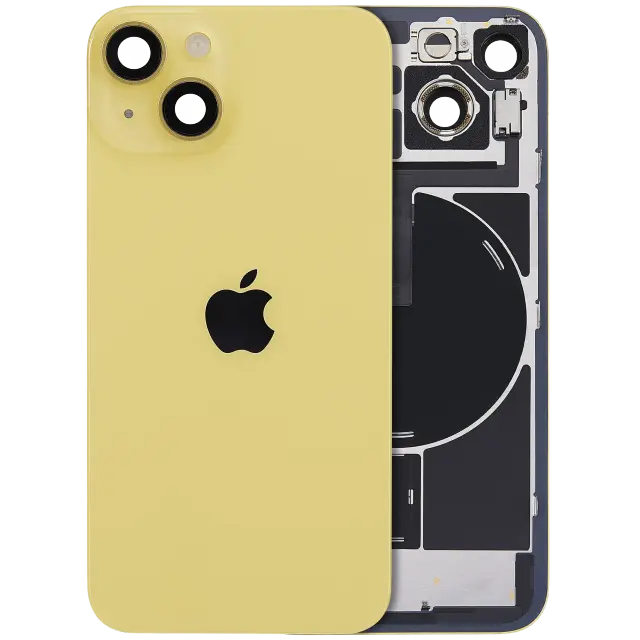 Vitre arrière avec MagSafe, NFC et nappe flash pour Apple iPhone 14 (origine, jaune)