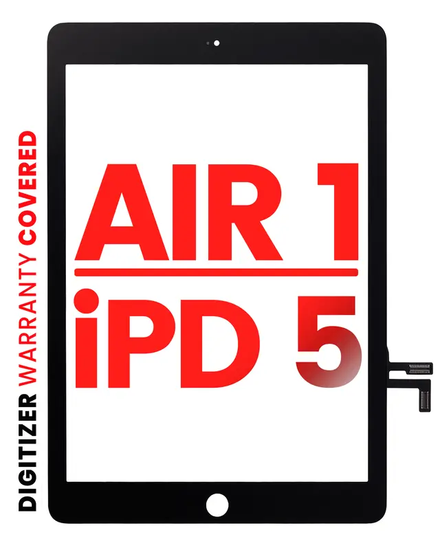 Vitre tactile pour Apple iPad Air 1 / iPad 5 (2017) (sans bouton principal, compatible: XO7, noir)