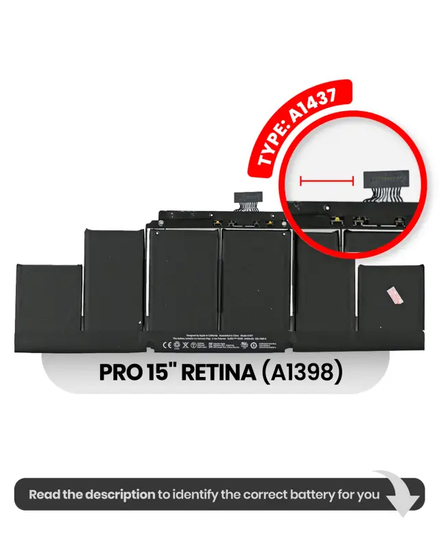 Batterie pour Apple MacBook Pro 15" A1398 (2012-2013)